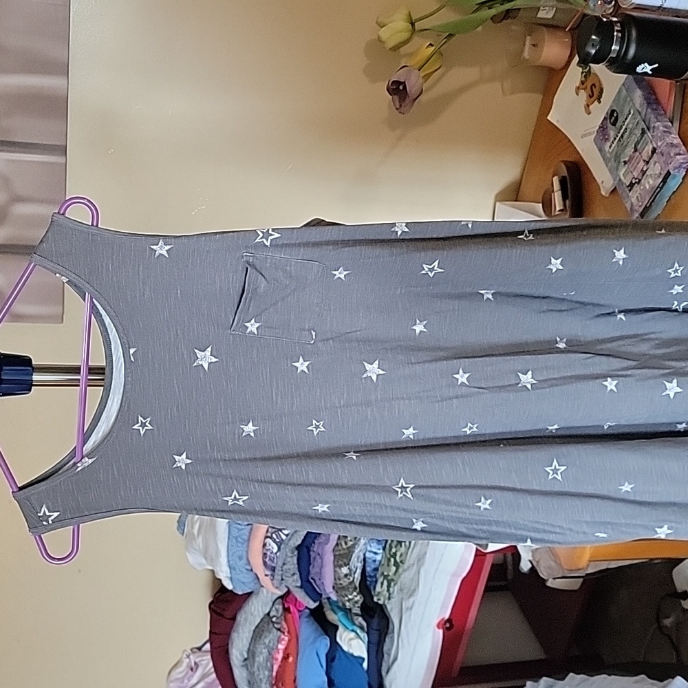 Sonoma, bathingsuit cover up, Grey, with stars, 2x, has side pockets